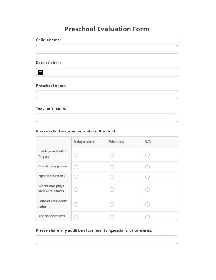 Automate preschool evaluation Template using Howspace Bot
