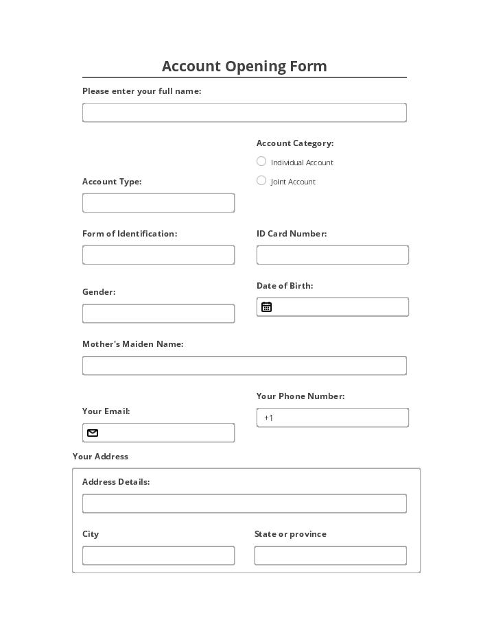 Use Backendless Bot for Automating account opening Template