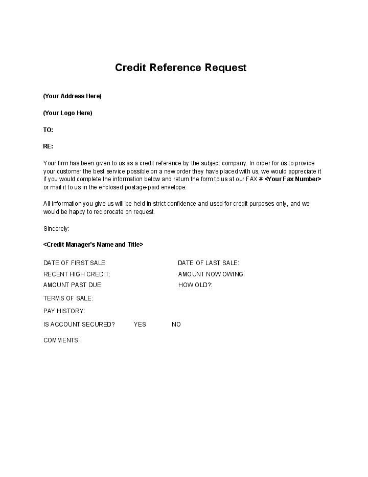 Use Green Future Project Bot for Automating credit reference request Template
