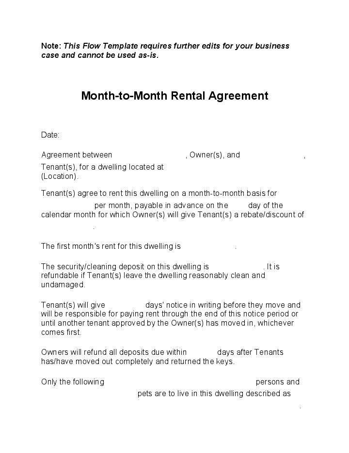 Month-to-Month Rental Agreement
