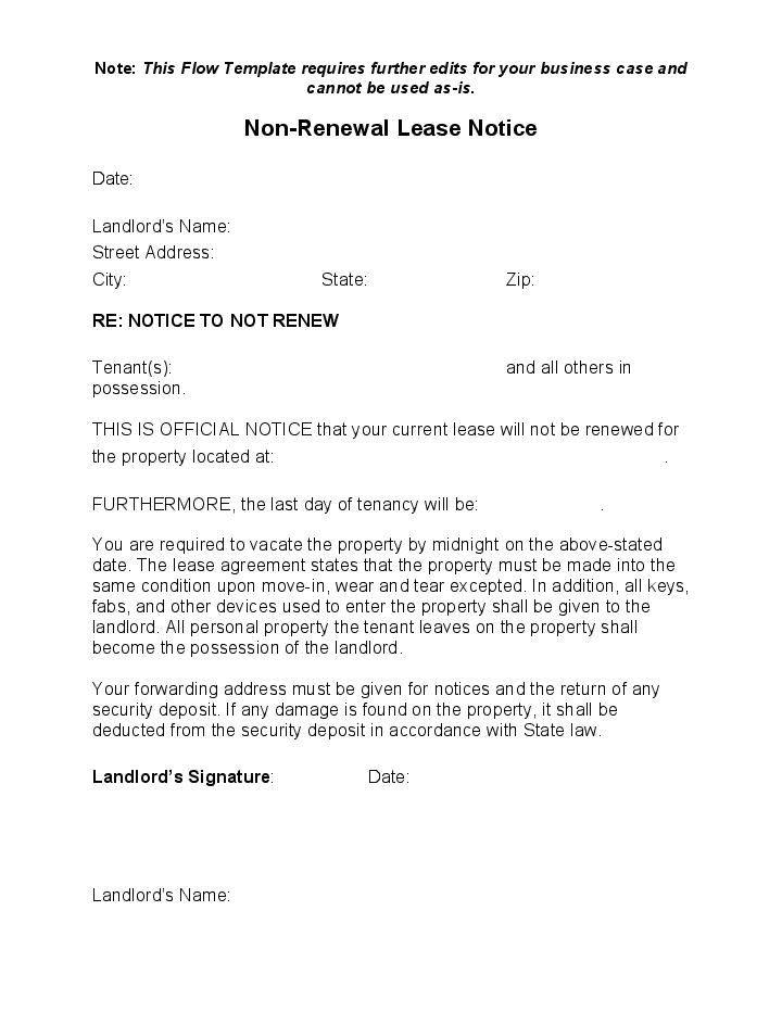 Non-Renewal Lease Notice