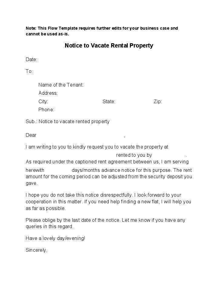 Notice to Vacate Rental Property
