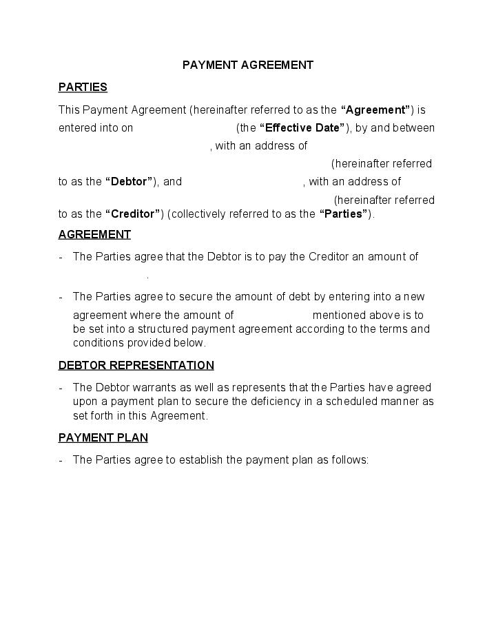 Automate payment agreement Template using Docamatic Bot