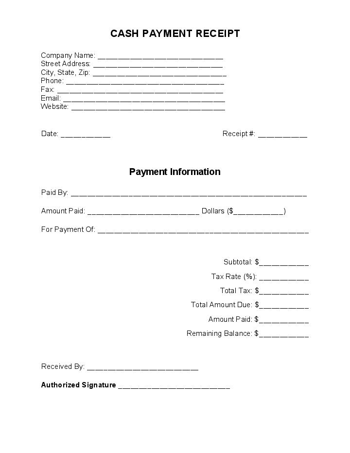 Automate cash payment receipt Template using Formlets Bot