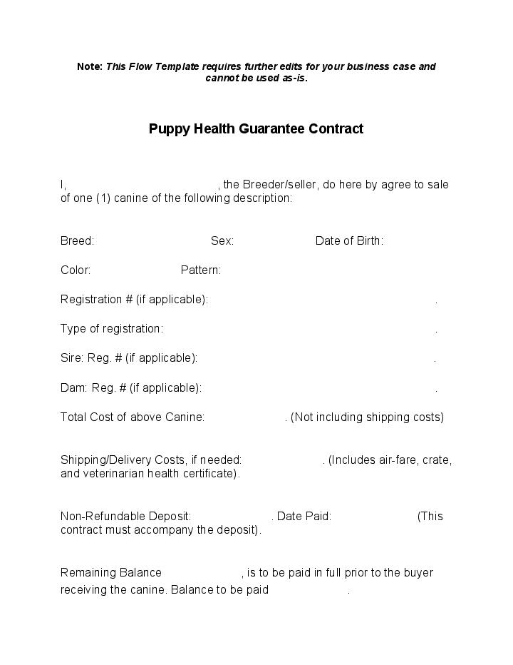 Puppy Health Guarantee Contract