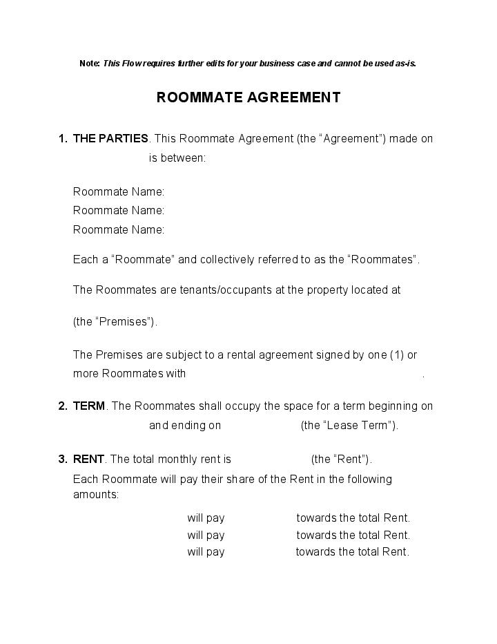 Roommate (Room Rental) Agreement