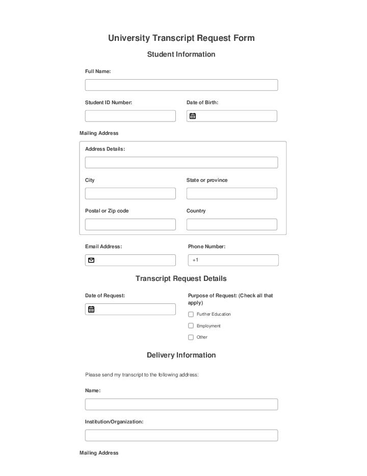 Use Bloomerang Bot for Automating university transcript request Template