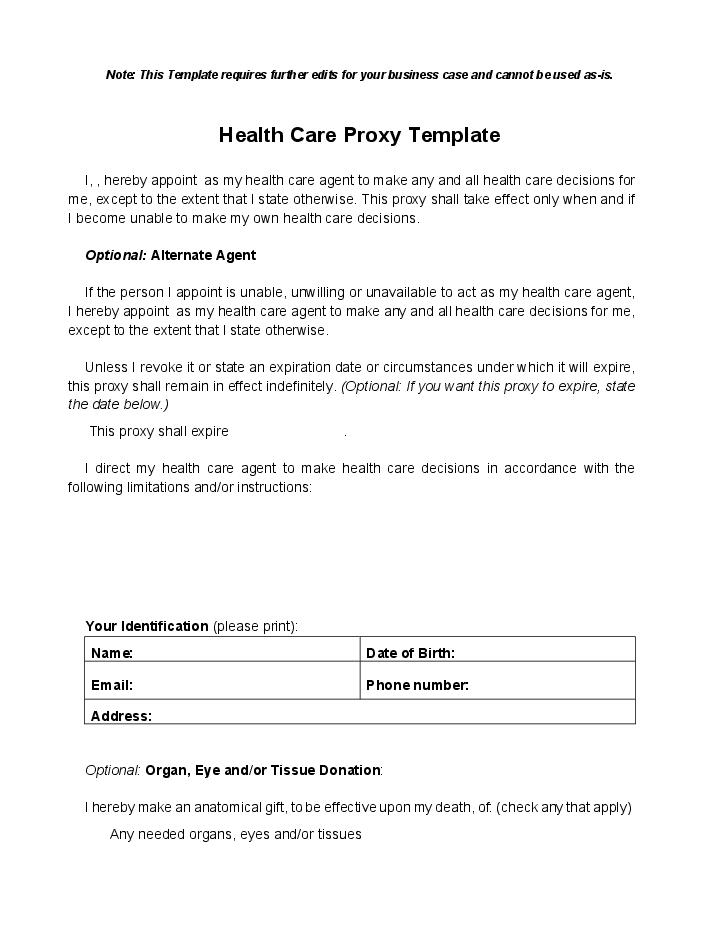 Use ClientPay Bot for Automating health care proxy Template