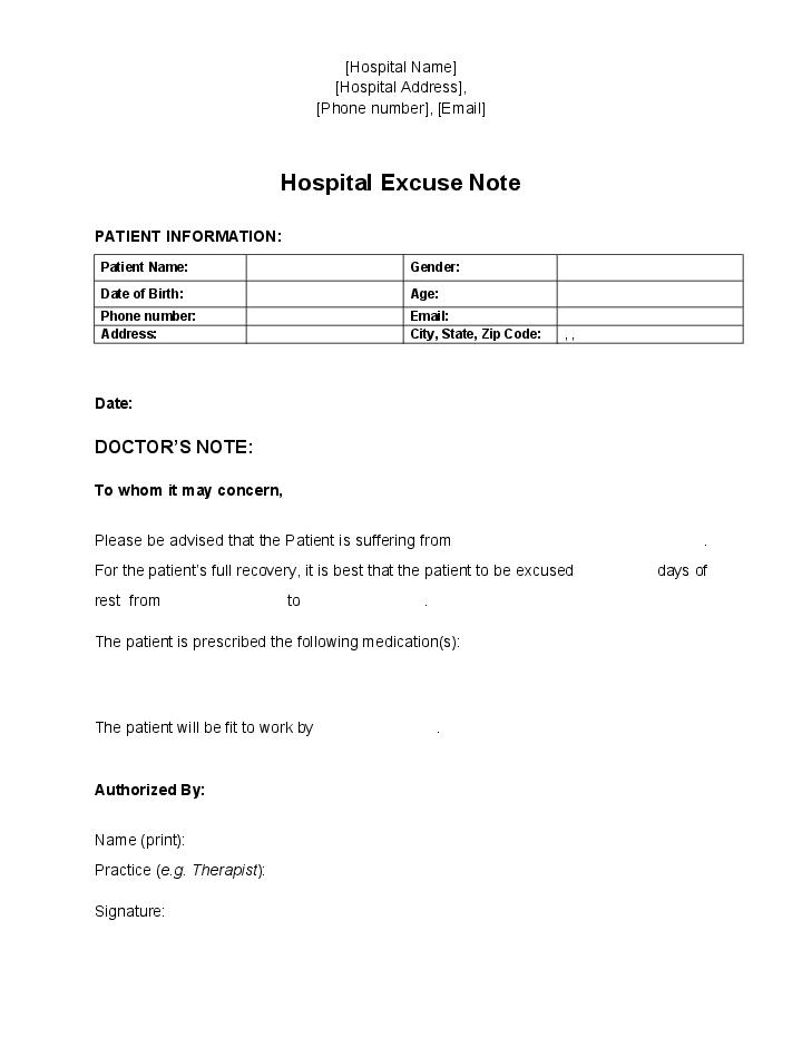 Automate hospital excuse note Template using ClientPay Bot