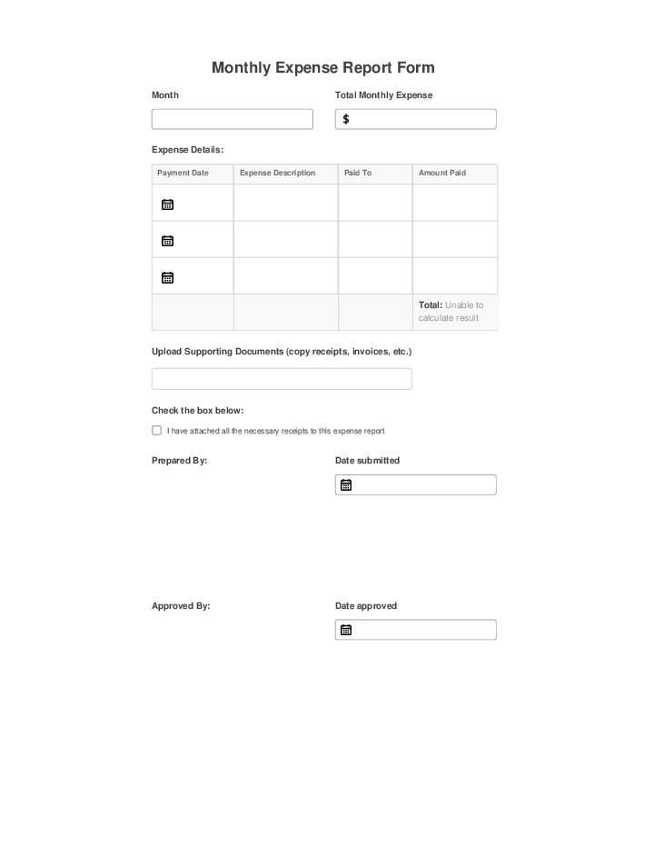 Automate monthly expense report Template using Setka Bot