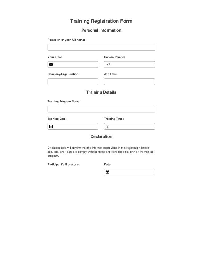 Automate training registration Template using Service Fusion Bot