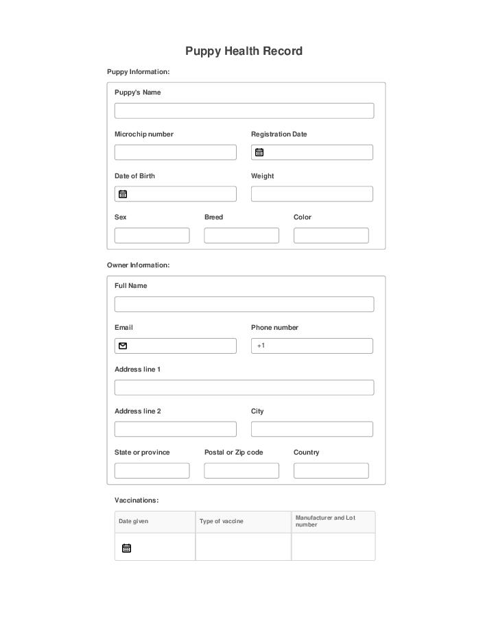 Automate puppy health record Template using roomvu Bot