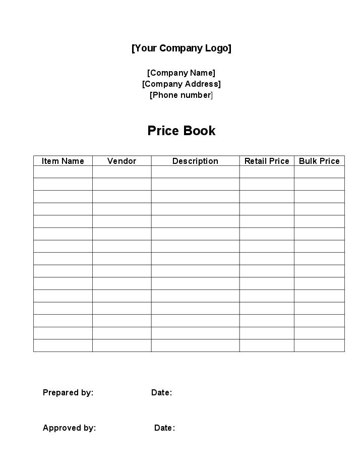 Automate price book Template using Cartloop Bot