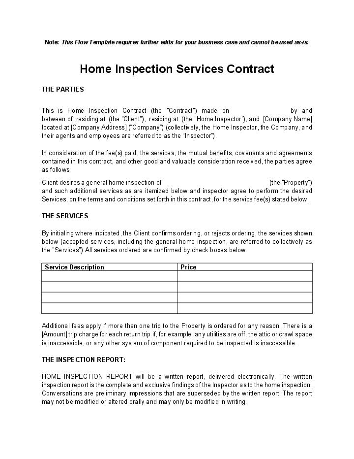 Home Inspection Services Contract