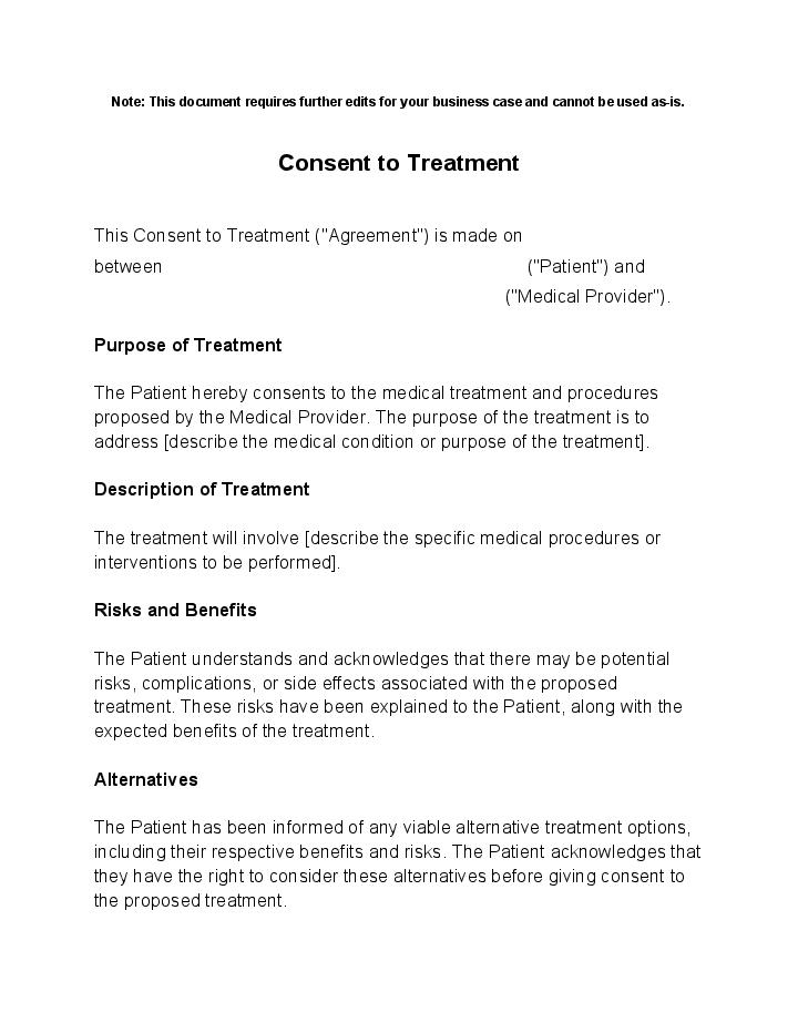 Automate consent to treatment Template using Planview AgilePlace Bot