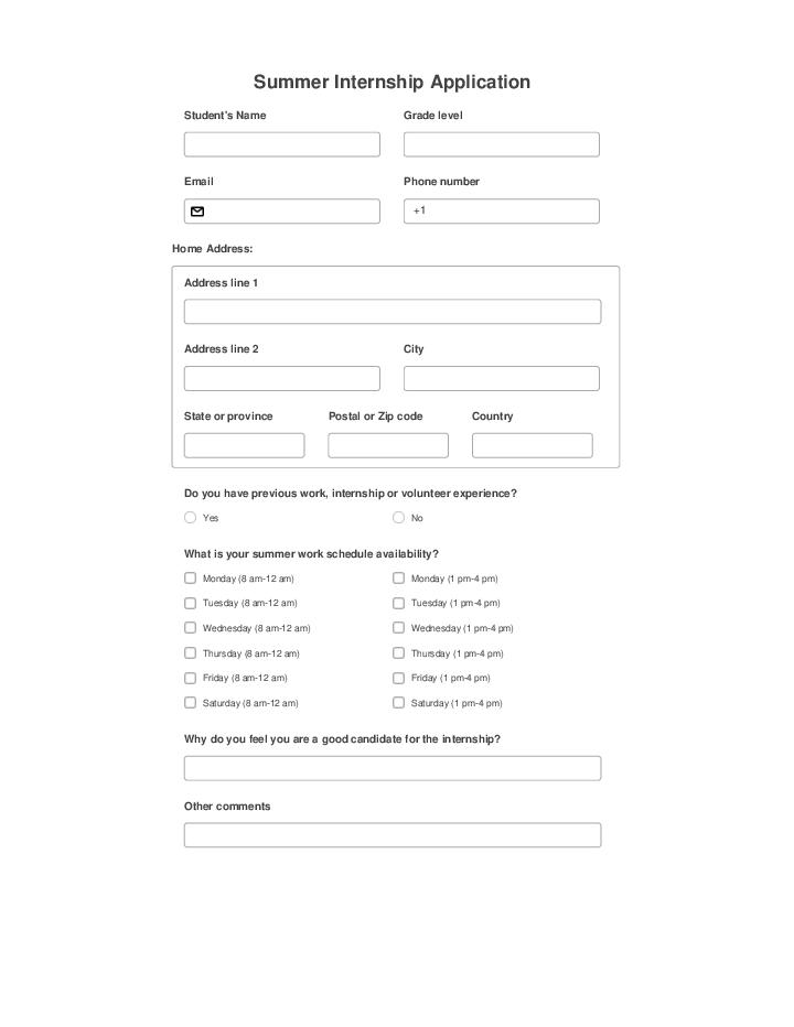 Use myCRM Bot for Automating summer internship application Template