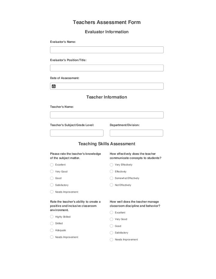 Automate teachers assessment Template using AppointmentCore Bot