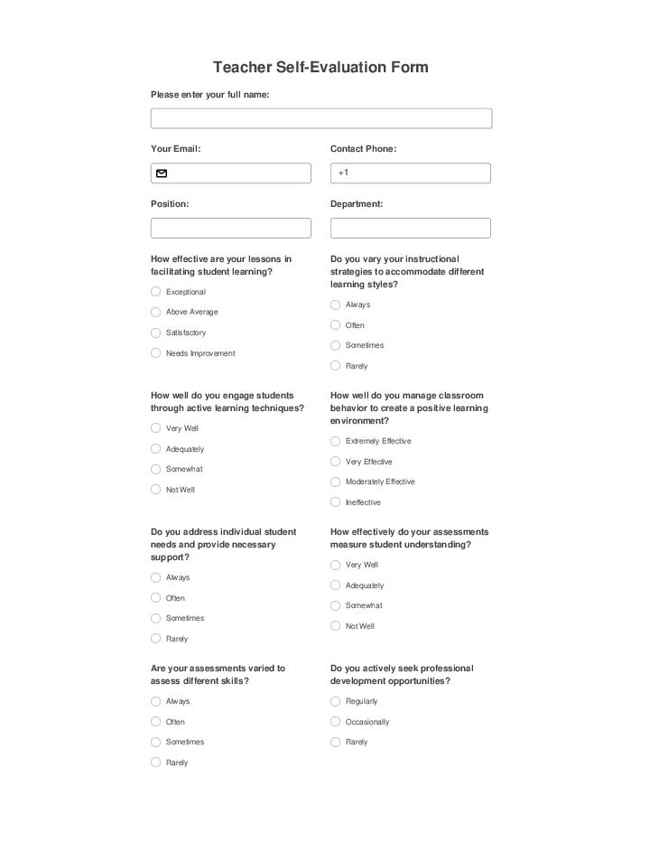 Use Filemail Bot for Automating teacher self evaluation Template