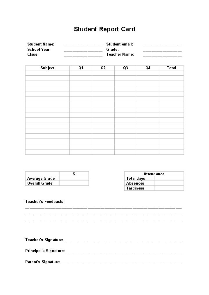 Automate student report card Template using Cartloop Bot