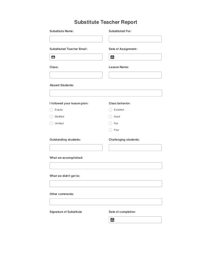 Automate substitute teacher report Template using Payhip Bot