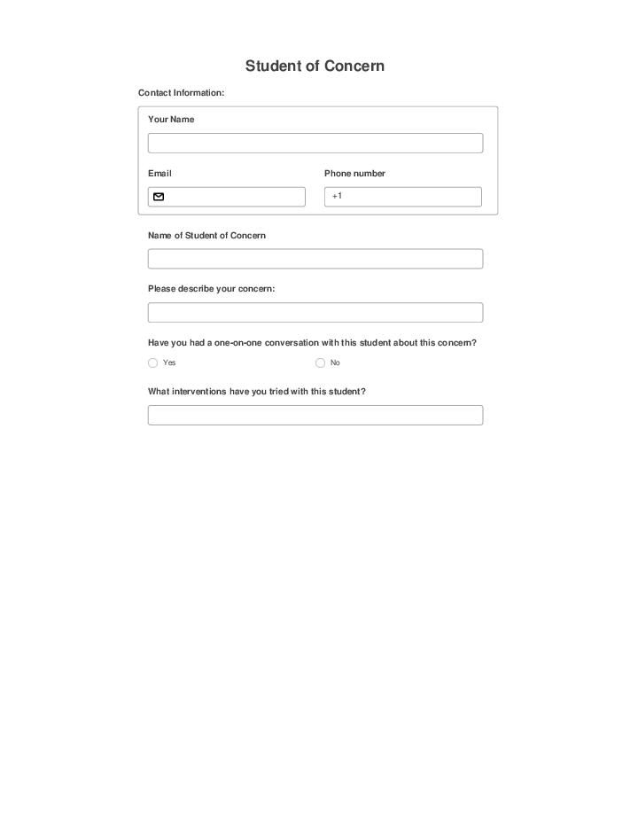 Use Fundstack Bot for Automating student of concern Template