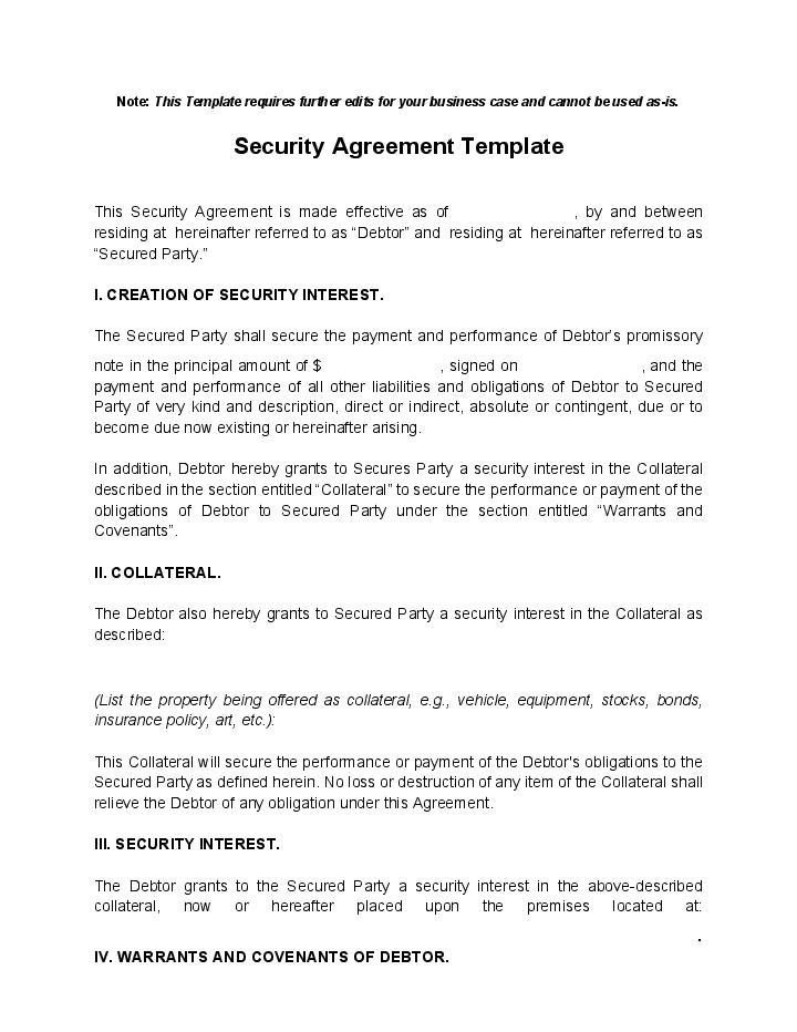 Automate security agreement Template using WordPress Website Creator Bot