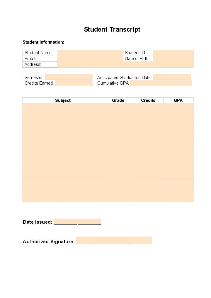 Automate student transcript Template using Collect Bot