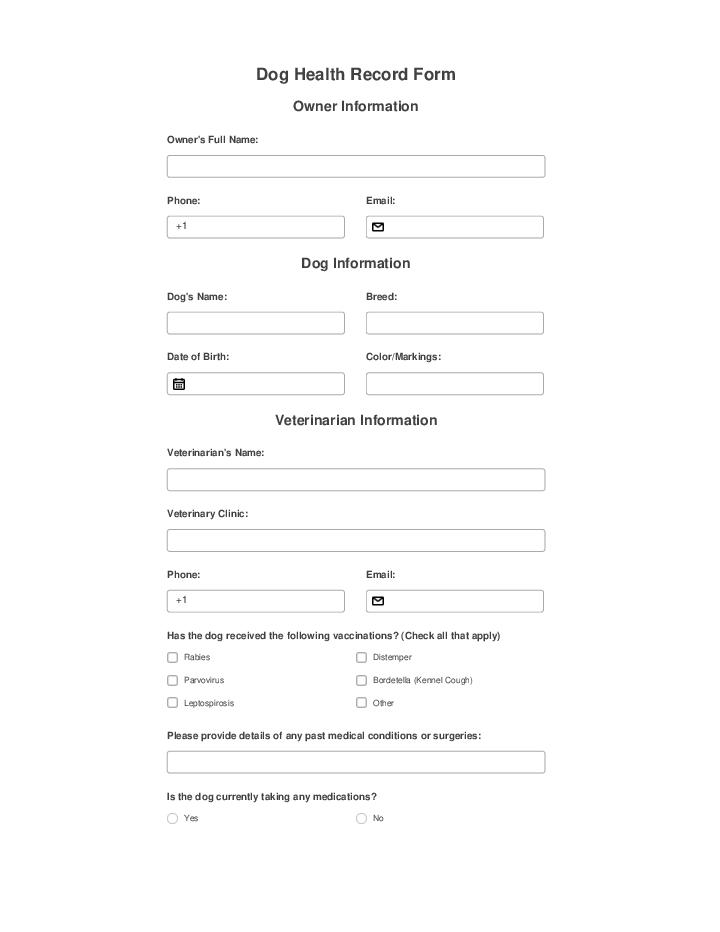 Automate dog health record Template using EarlyBird Bot