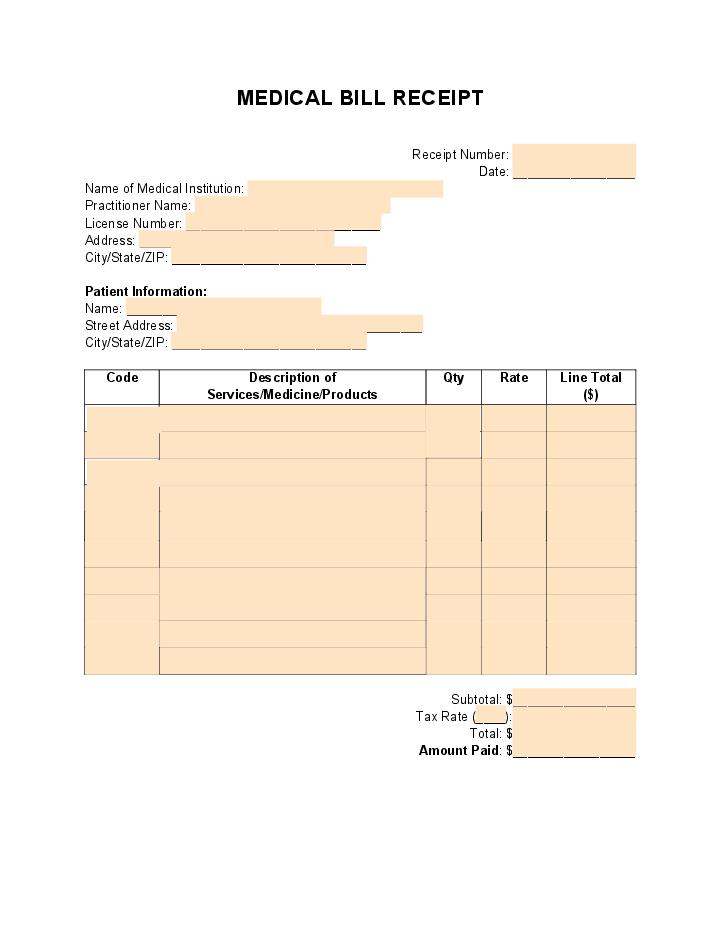 Use Google Apps For Work Bot for Automating medical bill receipt Template