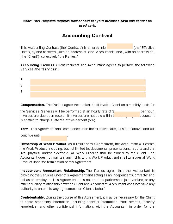 Automate accounting contract Template using Jaldi Bot