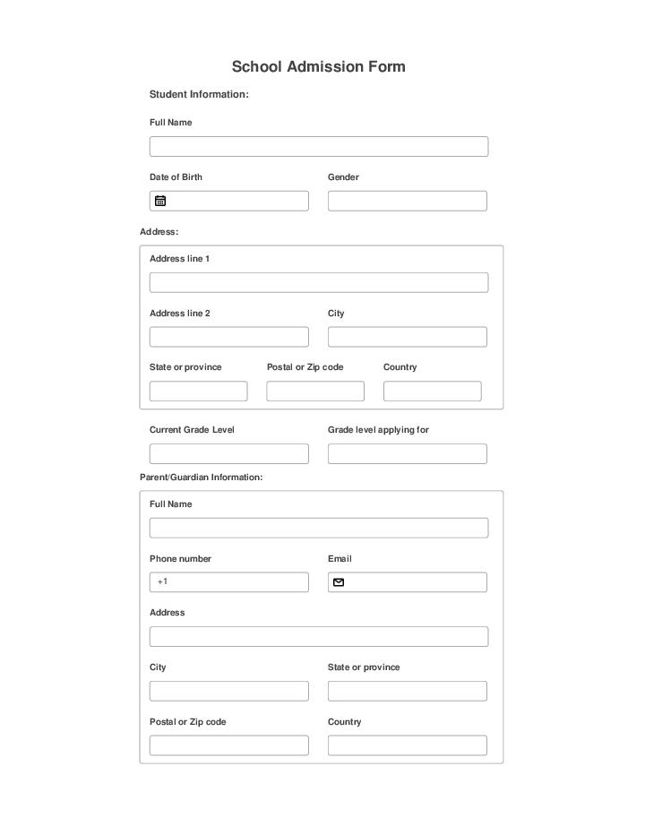 Automate school admission Template using Billage Bot