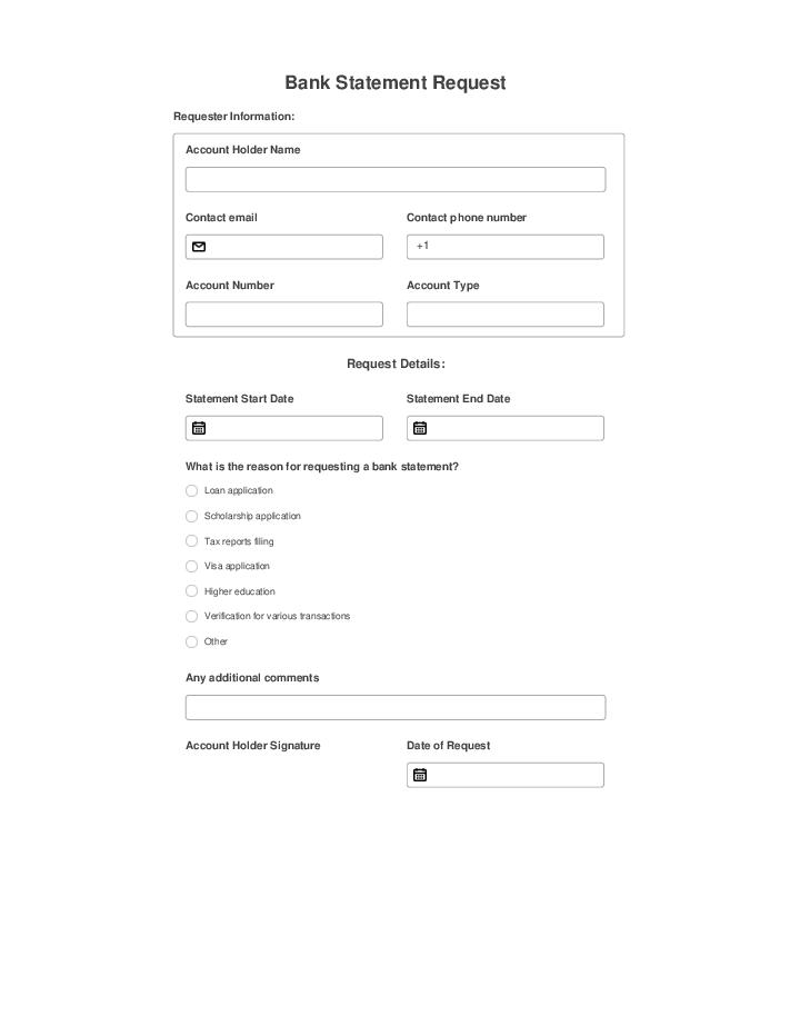 Automate bank statement request Template using ExactTarget Bot