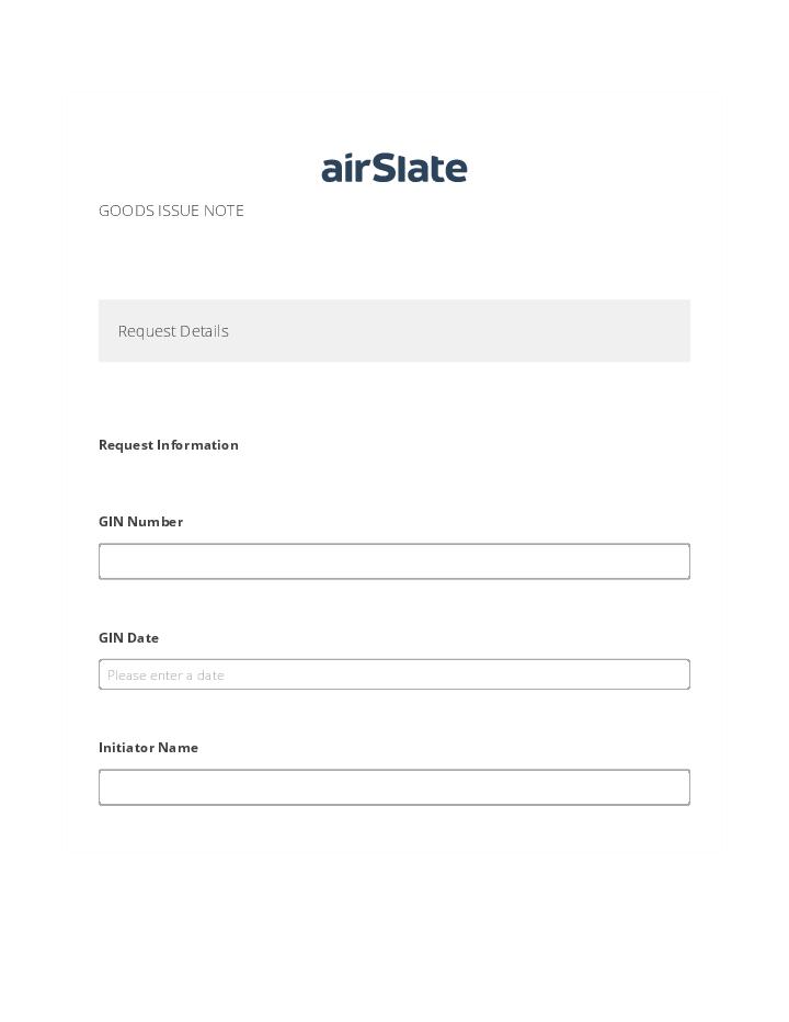 Fill out Goods Issue Note