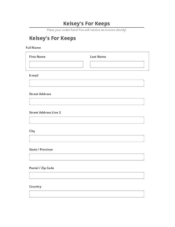 Arrange Kelsey's For Keeps in Netsuite