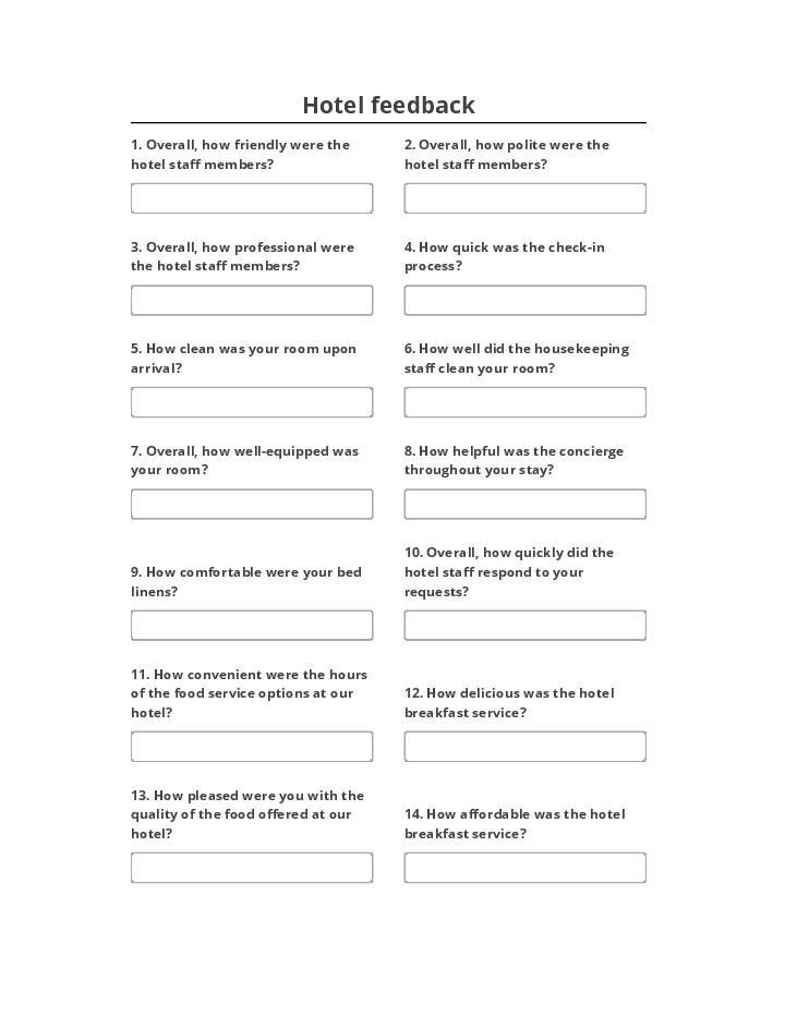 Manage Hotel feedback survey