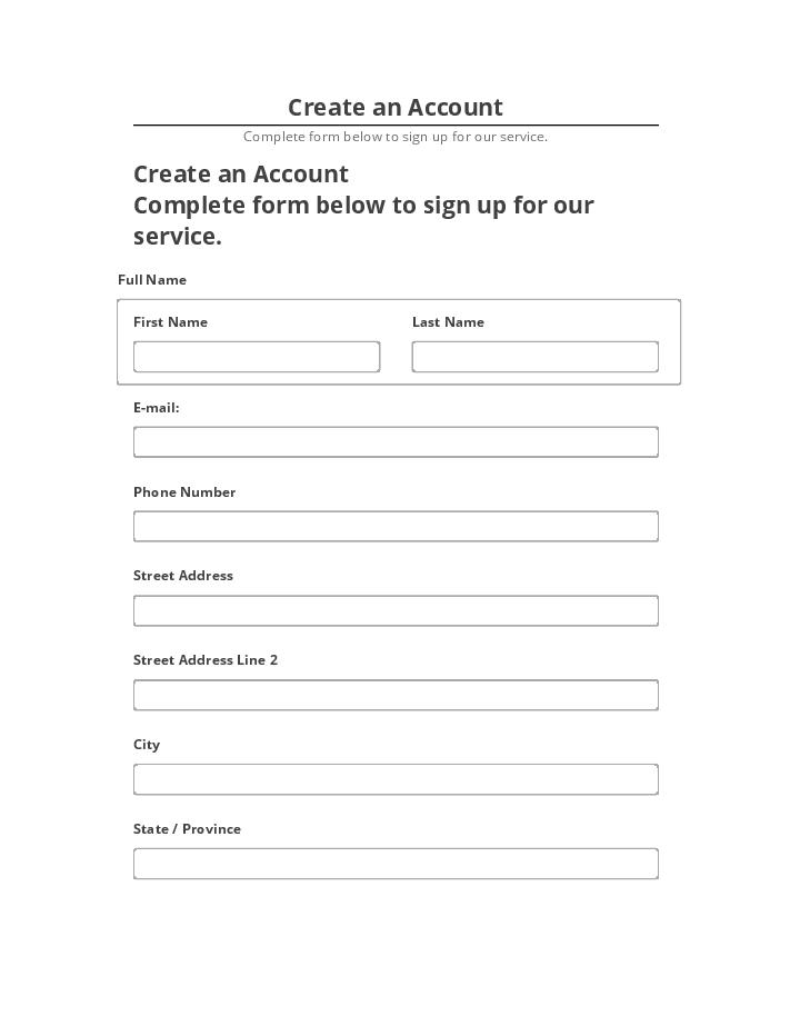 Arrange Create an Account