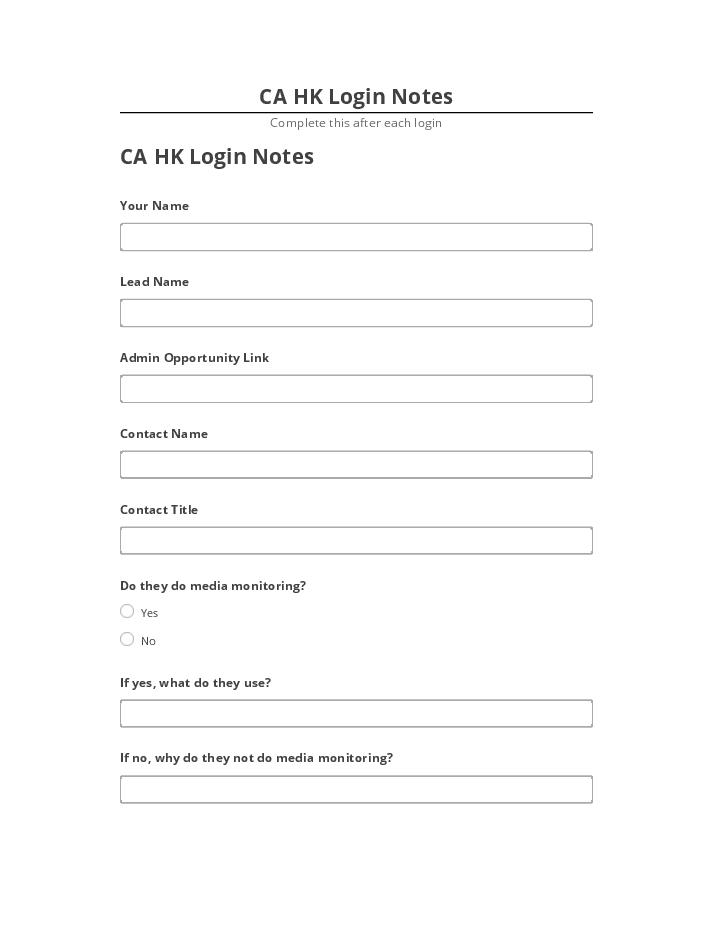 Extract CA HK Login Notes from Microsoft Dynamics