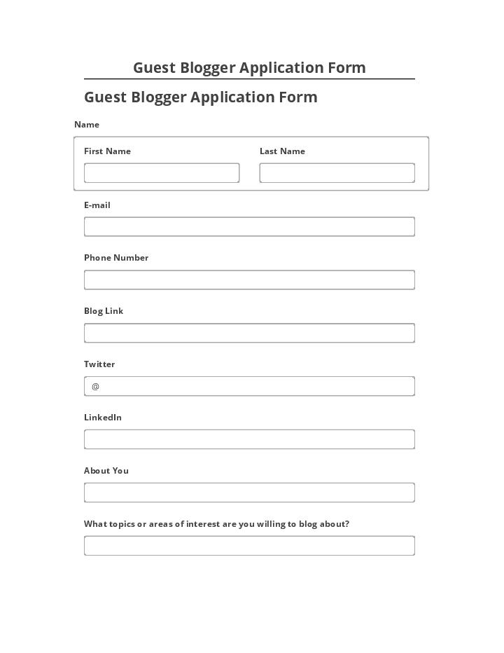 Arrange Guest Blogger Application Form in Netsuite