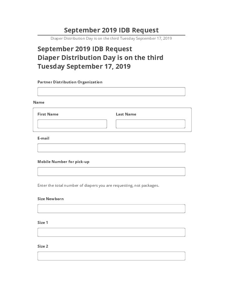Incorporate September 2019 IDB Request in Salesforce
