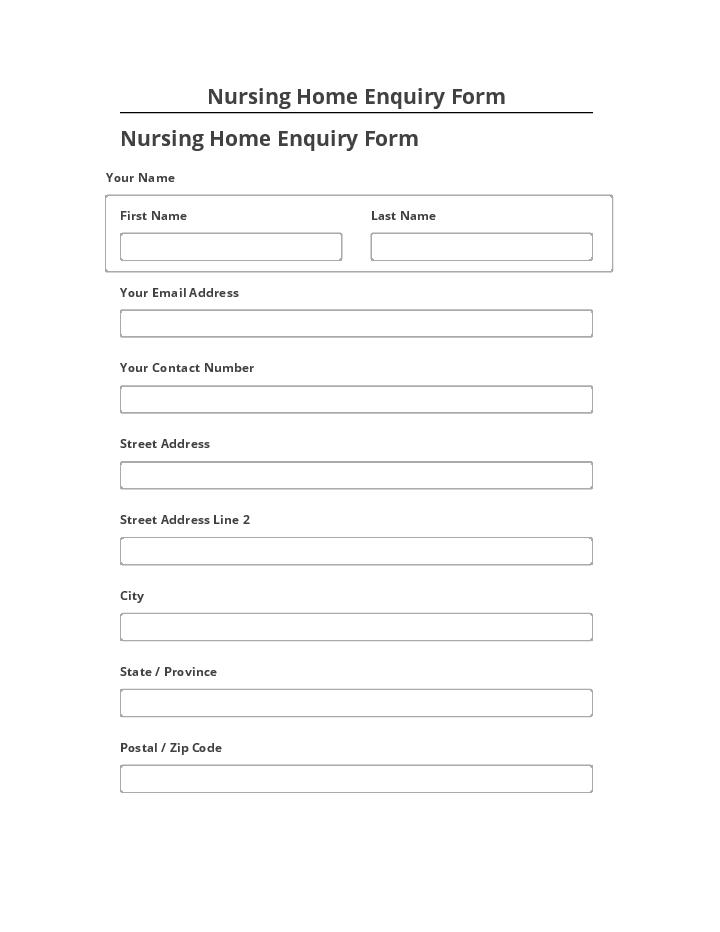 Arrange Nursing Home Enquiry Form in Netsuite