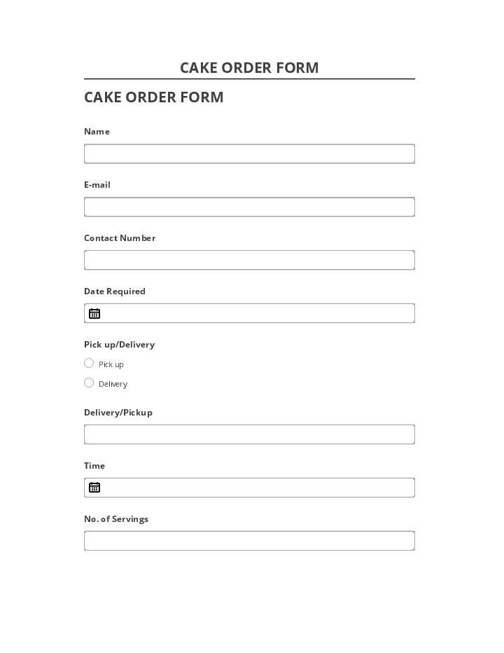 Update CAKE ORDER FORM from Microsoft Dynamics