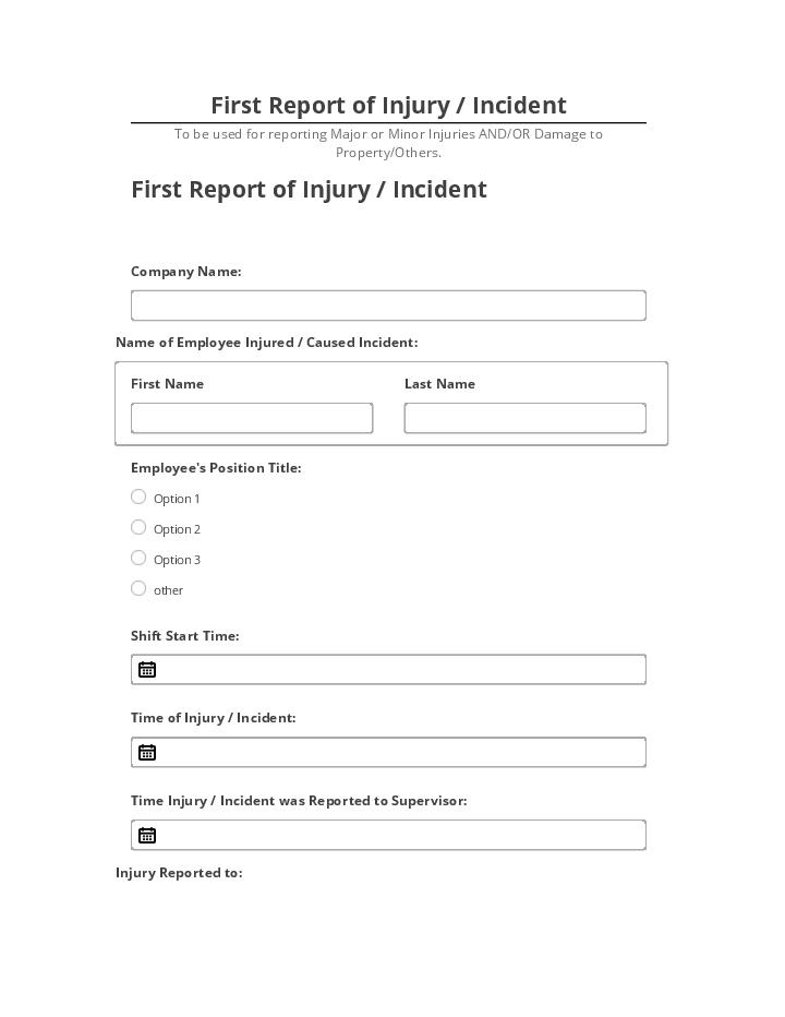 Archive First Report of Injury / Incident to Salesforce
