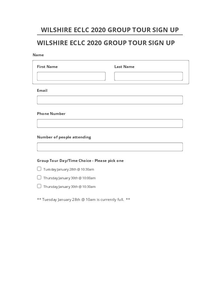 Manage WILSHIRE ECLC 2020 GROUP TOUR SIGN UP