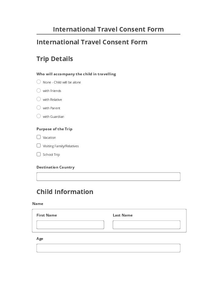 Update International Travel Consent Form