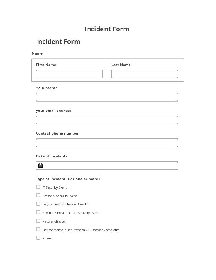 Arrange Incident Form