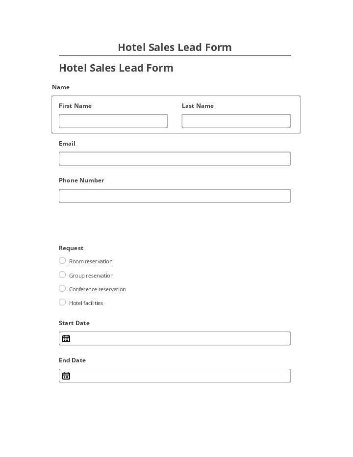 Manage Hotel Sales Lead Form in Salesforce