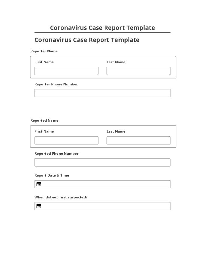 Pre-fill Coronavirus Case Report Template from Netsuite