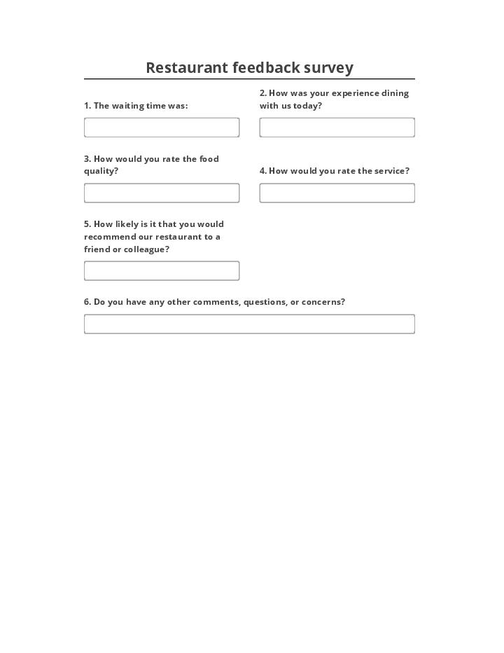 Manage Restaurant feedback survey in Salesforce