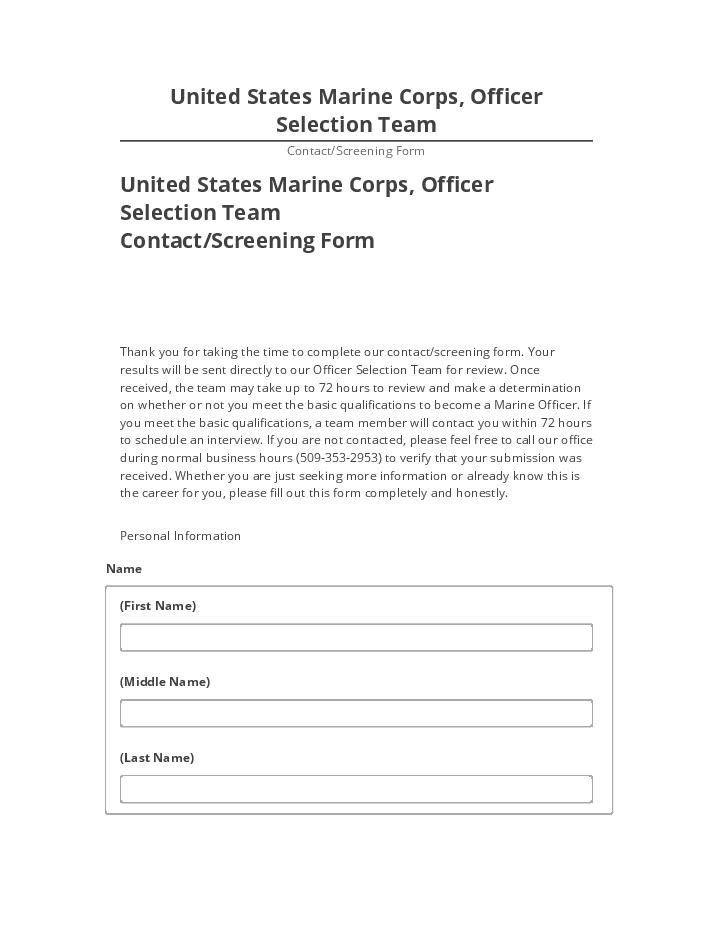 Manage United States Marine Corps, Officer Selection Team in Salesforce