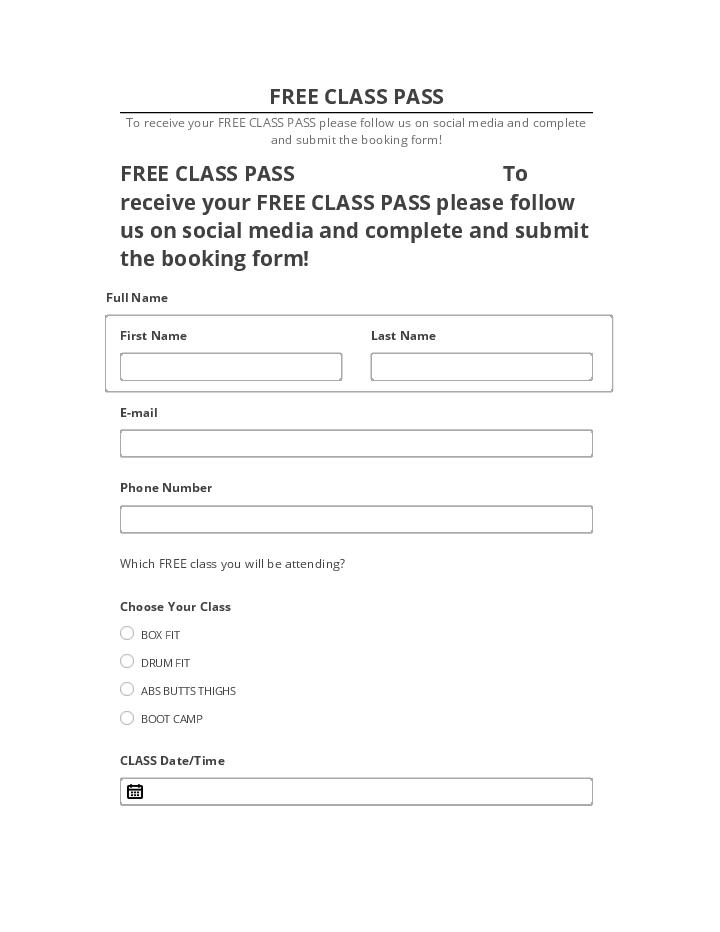 Pre-fill FREE CLASS PASS from Microsoft Dynamics